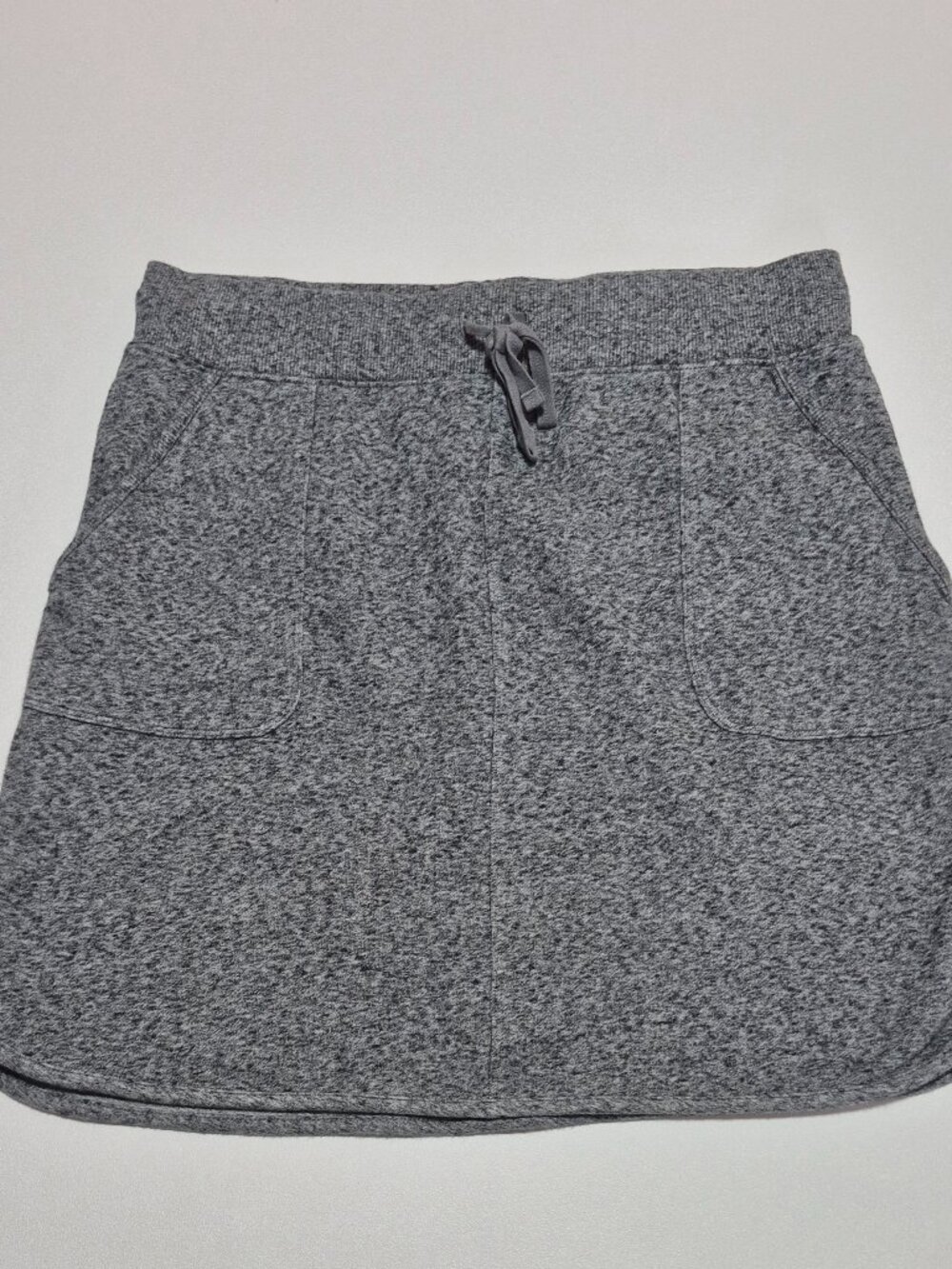 T by Talbots AirKnit Stretch Gray Skirt Heathered Pockets Drawstring Size Sp